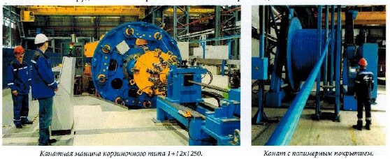 Канатная машина корзиночного типа 1 + 12x1250. Канат с полимерным покрытием.