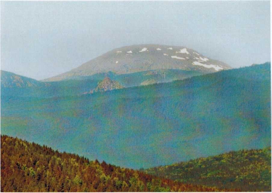 Гора Яман-тау - высота 1638 м. вид с горы Мраткино, фото А. Крепышева 7 июня 2014 года