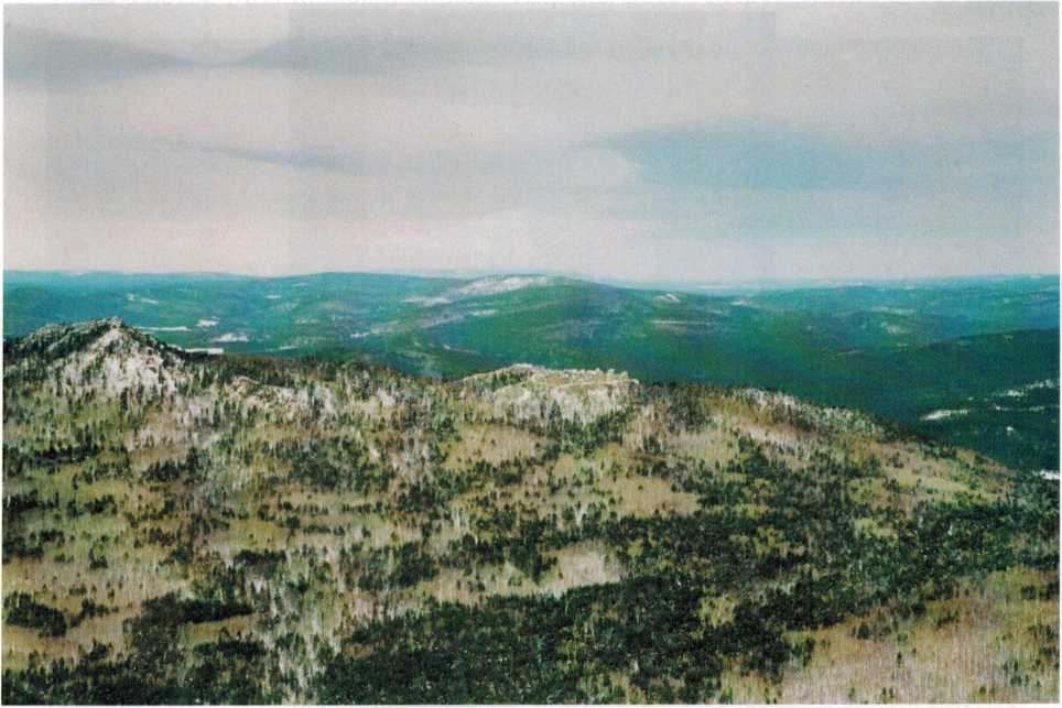 Горы Вторая и Первая Малиновые, вдали гора Рассыпная, вид с самолёта пилот Г. Зимин, фото А. Крепышева 2010 года.